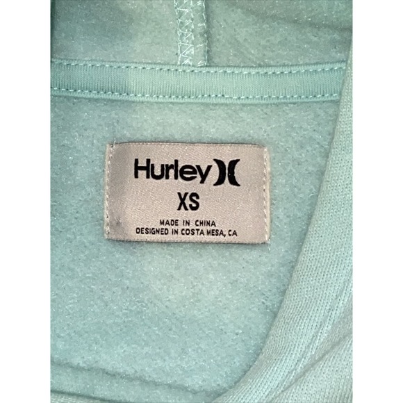 RARE Hurley Worldwide Hoodie Surf & Enjoy Est. 999 Sweatshirt Sea Green Palm - Picture 5 of 8